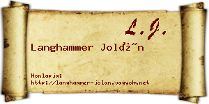 Langhammer Jolán névjegykártya