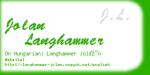 jolan langhammer business card